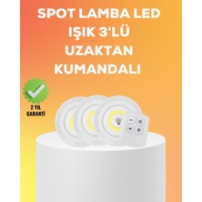 Çok Amaçlı Kullanım Için Kablosuz Yapışkanlı 3 Lü Uzaktan Kumandalı LED Spot Lamba
