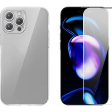 Baseus iPhone 15 Pro Max Schott Serisi Şeffaf Silikon Kılıf + Tempered Ekran Koruyucu SET-(5775)