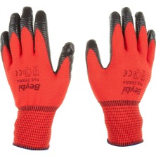 Ozka Concept Beybi Pn5 Zebra Polyester Örme Nitril Eldiven Çift - No:9 - Kırmızı Siyah