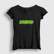 Presmono Kadın Siyah Logo Exodus T-Shirt