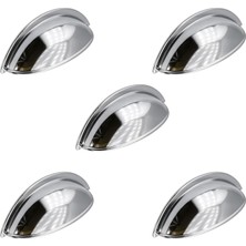Ozka Concept Çanak Kulp 5 Adet 64 mm Krom Gümüş Metal Mobilya Çekmece Dolap Kapak Kulpu Mutfak Kulpları
