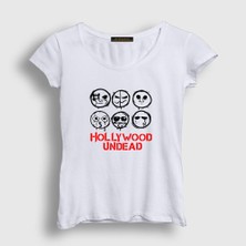 Presmono Kadın Beyaz Masks V3 Hollywood Undead T-Shirt