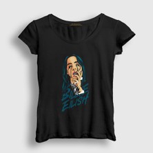 Presmono Kadın Siyah Over Billie Eilish T-Shirt