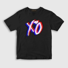 Presmono Unisex Çocuk Siyah Glitch Xo The Weeknd T-Shirt