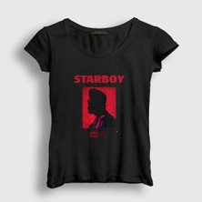 Presmono Kadın Siyah Starboy The Weeknd T-Shirt