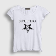 Presmono Kadın Beyaz Logo V2 Sepultura T-Shirt