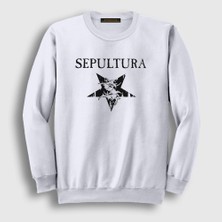 Presmono Unisex Beyaz Logo V2 Sepultura Sweatshirt