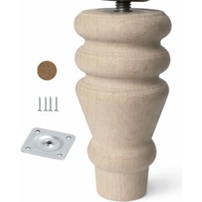 Ozka Concept Bohem 10 cm Doğal Boyasız Ahşap Ayak Silindir Mobilya Koltuk Kanepe Ayağı Metal Montaj Aparat & Keç