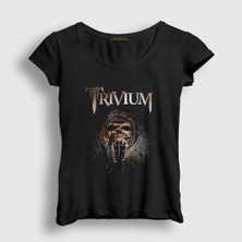 Presmono Kadın Siyah Skull Trivium T-Shirt