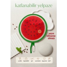 Toka Sepetim Karpuz Desenli Çantaya Asılabilir Katlanabilir Yelpaze