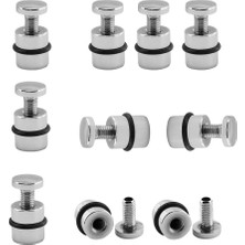 Ozka Concept O-Ri̇ngli̇ Metal Cam Raf Tutucu (10 Adet) Krom 90-2503-01 Oringli Contalı Vidalı Metal Tutamak