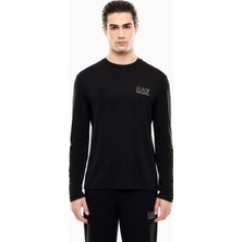 EA7 Erkek Normal Kalıp Yuvarlak Yakalı Uzun Kollu Siyah T-Shirt 7M002240 AF13739-UC001