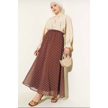 Luniva Butik Puantiyeli Tül Astarlı Uzun Etek