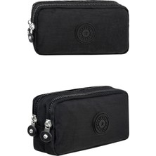Krinkil Kumas Cift Bolmeli Gozlu Kalemlik Kalem Kutusu Galb Leather Siyah