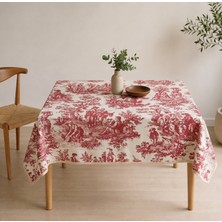 Kilia Home Krem Biye Kenar Detaylı Fransız Köylü Desenli Kare Masa Örtüsü 90X90 cm – Duck Kumaş Dekoratif Masa Örtüsü, Vintage Şık Sofra ve Sehpa Örtüsü
