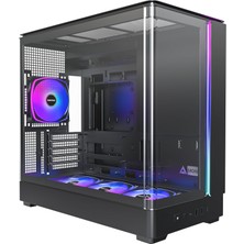 King 15 Pro Micro-Atx Pc Kasası, Kavisli Panoramik Cam, Baca Hava Akışı, 360 mm Radyatör Deste�