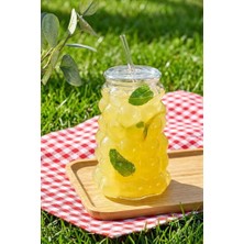 Mien Üzüm Desen Bubble Borosilikat Cam Pipetli Bardak 1 Litre