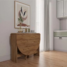 Ankara Orman Ürünleri Pratik Katlanır - Açılır Kapanır Yuvarlak Mutfak Yemek Çalışma Masası - 145 cm x 90 cm - %100 Mdf