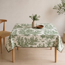 Kilia Home Yeşil Biye Kenar Detaylı Fransız Köylü Desenli Kare Masa Örtüsü 90X90 cm – Duck Kumaş Dekoratif Masa Örtüsü, Vintage Şık Sofra ve Sehpa Örtüsü