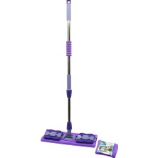Savarga Mandallı Yüzey Temizlik Palet Mop M.fiber Paspas - Yedekli Duvar Silme Mop Metal Uzayan SAP=70-107CM- 360° (4801)