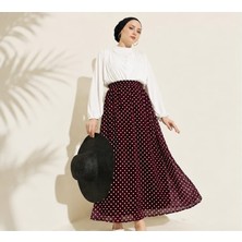 Luniva Butik Puantiyeli Tül Astarlı Uzun Etek