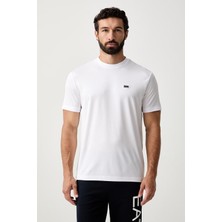 EA7 Erkek Normal Kalıp Yumuşak Dokuma Kumaşlı Plaka Logolu Kısa Kollu Beyaz T-Shirt 7M002096 AF13862-U0002