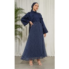 Luniva Butik Puantiyeli Tül Astarlı Uzun Etek
