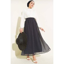 Luniva Butik Puantiyeli Tül Astarlı Uzun Etek