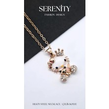 Serenity Prenses Taçlı Hello Kity Çelik Kolye