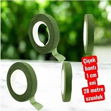 CATEKSSS Yeşil Çiçek Bandı, Çiçek Teli Sarma, Buket Çiçek Bandı,el Yapımı Yeşil Dıy 1 cm Eni 1 Adet 28 Metre