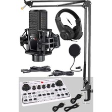 Asitan MX-2020 White Power Paket-2 Stüdyo Mikrofon Şarjlı Ses Kartı Kulaklık Stand (Kayıt ve Canlı Y
