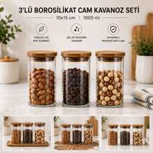 Ciho Socks Ciho 3 Adet Cam 1000 ml  ( 1 lt ) Akasya Vakumlu Kapak Erzak Kavanozu Saklama Kabı