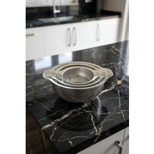 Atbyhome 3'lü Paslanmaz Çelik Süzgeç Seti 18,5-23-26 cm - Kulplu Metal Makarna Pirinç ve Sebze Yıkama Süzgeci