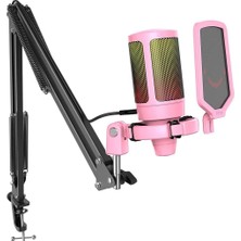 Asitan Ampligame A6T Twitch - Youtuber - Gamer - Tiktok - Yayıncı USB Mikrofon Seti (Pembe)