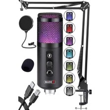 Asitan V5 Rgb Set USB Oyuncu ve Yayıncı Mikrofonu Condenser Stüdyo (Kayıt Gaming Tiktok Twitch Canlı Y