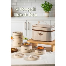 Porsima BL25231 Isı Yalıtımlı Çanta Paslanmaz Çelik 4 Parça Vakumlu Yemek Termosu Beslenme Kutusu Taşınabilir Lunch Box Sefer Tası