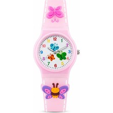 Saattino 3D Kabartmalı Kelebek Desenli Kız Çocuk Saati Pembe ST-304436
