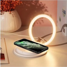 Dekoratif Şık Wireless Şarj Kablosuz LED Gece Lambası 3 Modlu 15W Kablosuz Şarj Cihazı