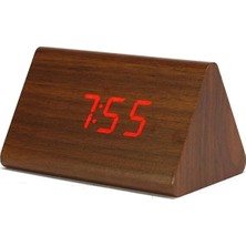 Modern Küçük Dijital LED Çalar Saat Kahverengi Ahşap Kırmızı LED Çalar Saat Alarm