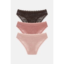 Suwen 3'lü Dantelli Normal Bel Slip Külot