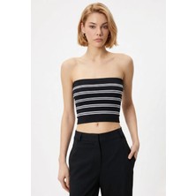 Formactive Kadın Çizgili Likralı Straplez Büstiyer Bluz – Esnek Kumaşlı Crop Top, Vücuda Oturan Şık Yazlık Atlet 1993