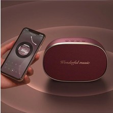 Retro Tasarım Bluetooth Hoparlör Bordo 5.0 Şık Özel Tasarım 5 Saat Oynatma Süresi