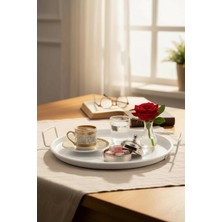 Ck House Metal Sunum Tepsi.çay Kahve Pasta Tatlı Servis 24 cm Beyaz Siyah