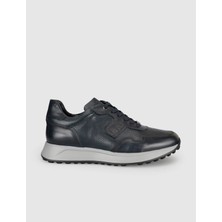 Cabani Lacivert Erkek Hakiki Deri Sneaker Ayakkabı