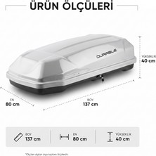 Durable 350 Lt Beyaz Araç Üstü Port Bagaj