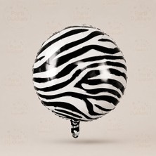 Parti Dükkanı Zebra Desenli Yuvarlak Folyo Balon 18 Inç Helyum Uyumlu Doğum Günü Parti Balonu Hayvan Temalı