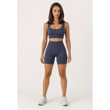 Formactive 1920-1950 U Yaka Büstiyer ve Push Up Şortlu Spor Tayt Takım - Füme M/L