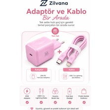 Zilvana 25W Pd Usb-C Hızlı Şarj Adaptörü ve Usb-C To Lightning Kablo Seti – Pembe