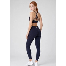 Formactive 18001830T Kadın Büstiyer Tayt Takım - Çapraz Sırt Detaylı & Ayar Askılı & Destekli Seamless/Dikişsiz - Lacivert M/L