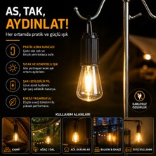 Smayling Şarj Edilebilir LED Kamp Lambası 3 Kademeli Sıcak Işık Asma Kancalı Taşınabilir Çadır ve Acil Durum Lambası